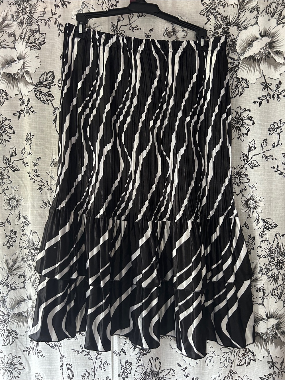 Women’s Black and White Stripe Tiered skirt